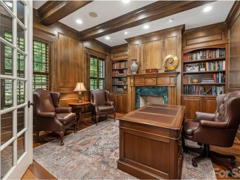 946 Laurel Creek Lane, Charlotte, NC 28211.  MLS# CAR4298519, YatesRealty ID 2785. Office with French Doors off foyer virtually staged