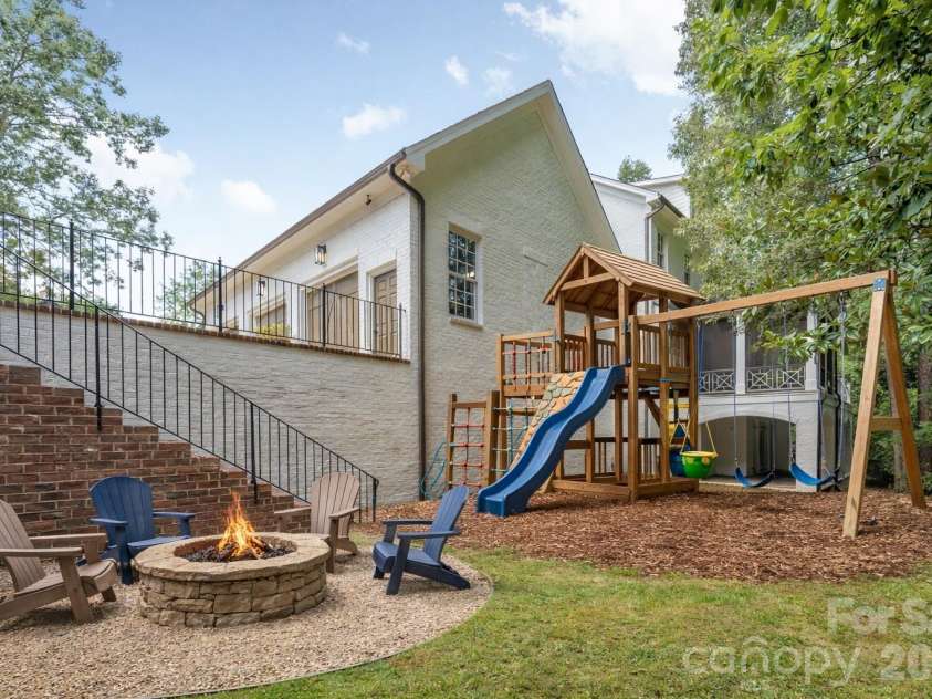 946 Laurel Creek Lane, Charlotte, NC 28211.  MLS# CAR4298519, YatesRealty ID 2785. Virtually staged yard for kids off the covered patio