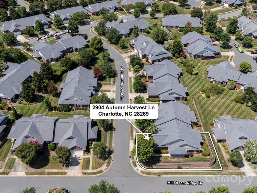 2904 Autumn Harvest Lane, Charlotte, NC 28269.  MLS# CAR4284243, YatesRealty ID 27859. Ariel View of Location in Dominion Village