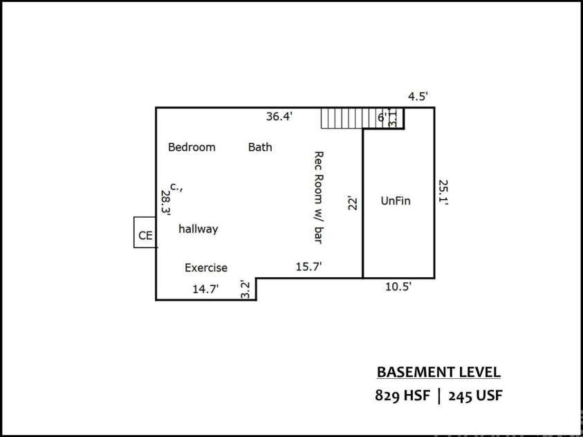 1810 13th Avenue, Hickory, NC 28601.  MLS# CAR4264694, YatesRealty ID 27895. Floor Plan Basement Level