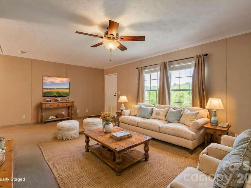 351 Mag Sluder Road, Alexander, NC 28701.  MLS# CAR4385877, YatesRealty ID 27928. Virtually Staged Living Room