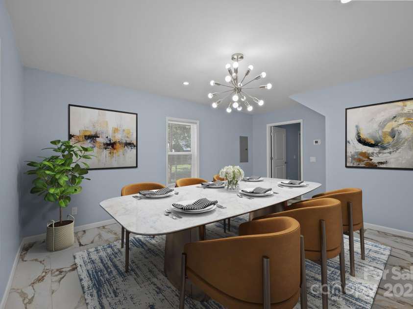 593 Cedar Creek Road, Biscoe, NC 27209.  MLS# CAR4214705, YatesRealty ID 27965. Virtually staged - Dining Room