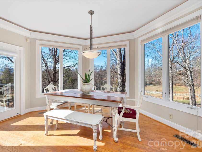 1552 Bear Creek Road, Leicester, NC 28748.  MLS# CAR4340462, YatesRealty ID 2799. Views from dining area