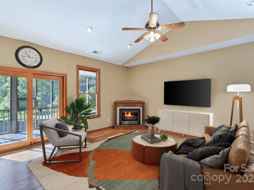 307 #7 Blue Ridge Drive, Marion, NC 28752.  MLS# CAR4298364, YatesRealty ID 28. Virtually staged living room area