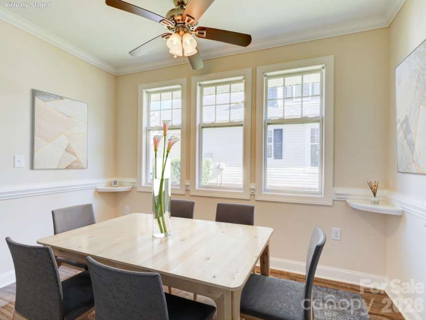 2025 Gable Way Lane, Matthews, NC 28104.  MLS# CAR4377619, YatesRealty ID 28100. Virtually Staged Dining Area
