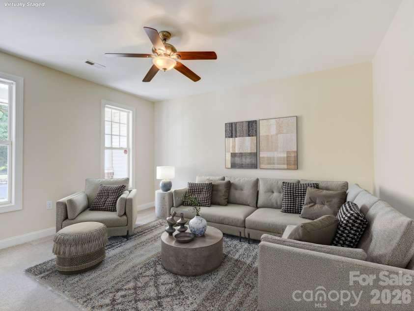 2025 Gable Way Lane, Matthews, NC 28104.  MLS# CAR4377619, YatesRealty ID 28100. Virtually Staged Living Area