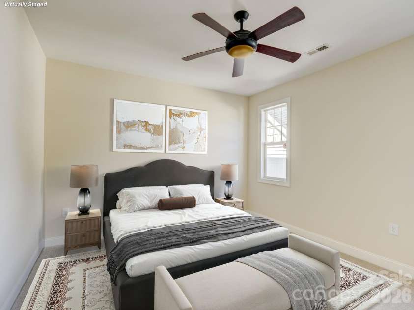 2025 Gable Way Lane, Matthews, NC 28104.  MLS# CAR4377619, YatesRealty ID 28100. Virtually Staged Primary Bedroom on Main Level