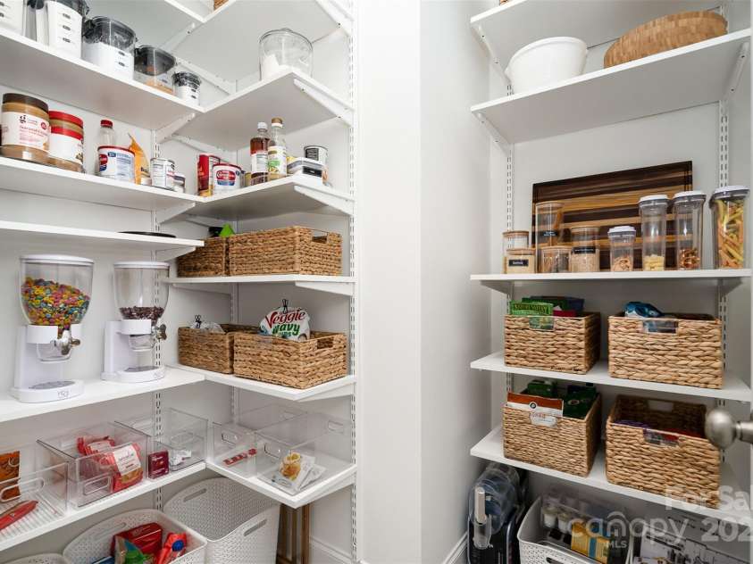 15230 Ravenall Drive, Huntersville, NC 28078.  MLS# CAR4243308, YatesRealty ID 28107. Pantry with shelving