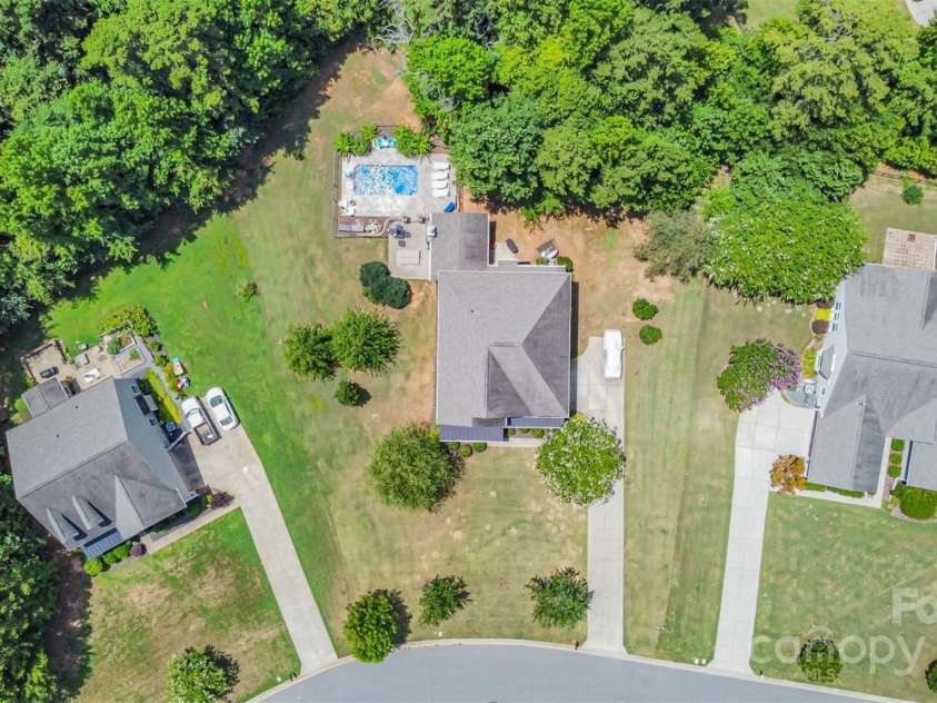11907 Kimberfield Road, Matthews, NC 28105.  MLS# CAR4281213, YatesRealty ID 28137. Aerial view of property