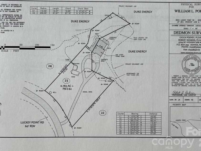 8293 Luckey Point Road, Denver, NC 28037.  MLS# CAR4303572, YatesRealty ID 2817. Updated 100 year flood line
