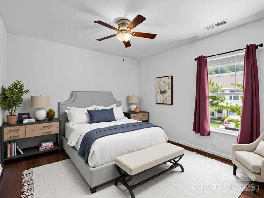 137 Thea Lane, Fletcher, NC 28732.  MLS# CAR4282031, YatesRealty ID 28187. Virtual flooring replacement guest bedroom