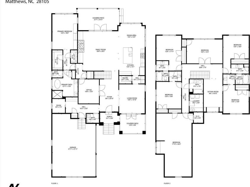 1223 Home Place, Matthews, NC 28105.  MLS# CAR4265332, YatesRealty ID 28217. Floor Plan for 1223 Home Place
