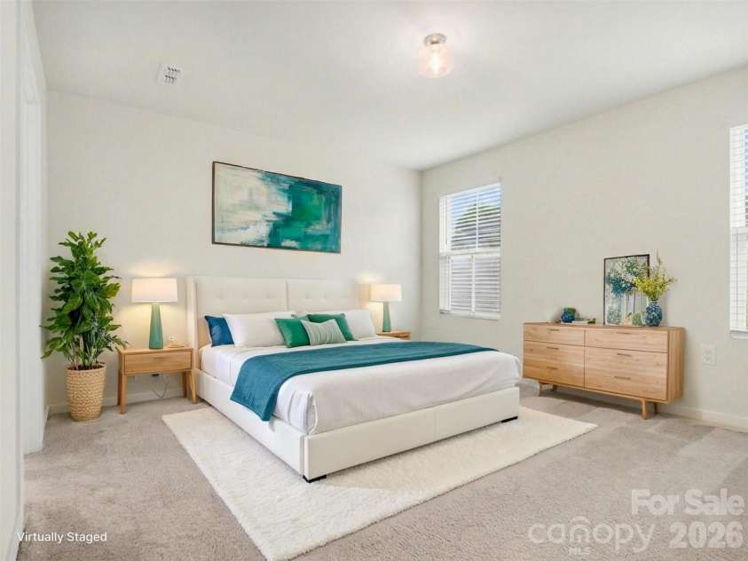 5513 Hughesdale Drive, Charlotte, NC 28215.  MLS# CAR4383435, YatesRealty ID 28219. Virtually staged primary bedroom