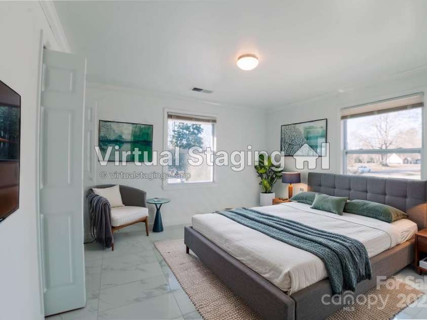 152 Woodlynn Drive, Charlotte, NC 28214.  MLS# CAR4207803, YatesRealty ID 2822. Primary bed virtual stage