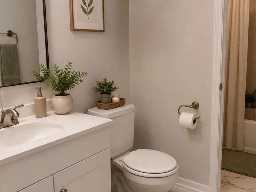 6921 Kirkcaldy Lane, Mint Hill, NC 28227.  MLS# CAR4382265, YatesRealty ID 28258. Hall Bathroom - Virtually Staged