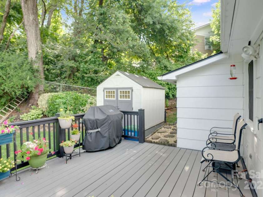 17 Lynwood Circle, Asheville, NC 28806.  MLS# CAR4282982, YatesRealty ID 28260. Storage shed for lawn and gardening equipment