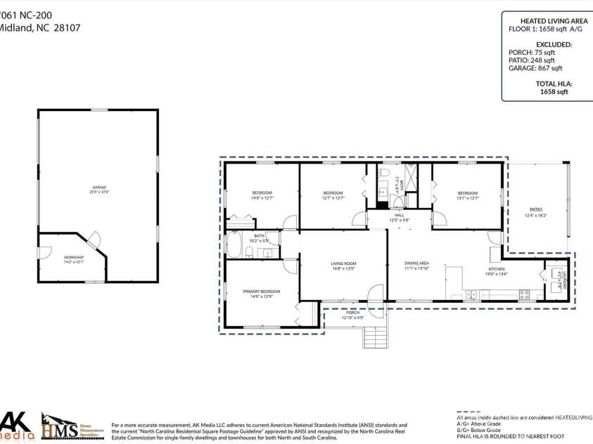 7061 Nc 200 Highway, Midland, NC 28107.  MLS# CAR4389091, YatesRealty ID 28340. 