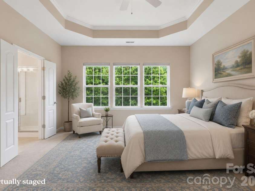 878 Treasure Court, Fort Mill, SC 29708.  MLS# CAR4307682, YatesRealty ID 28358. Virtually staged primary bedroom, upper level