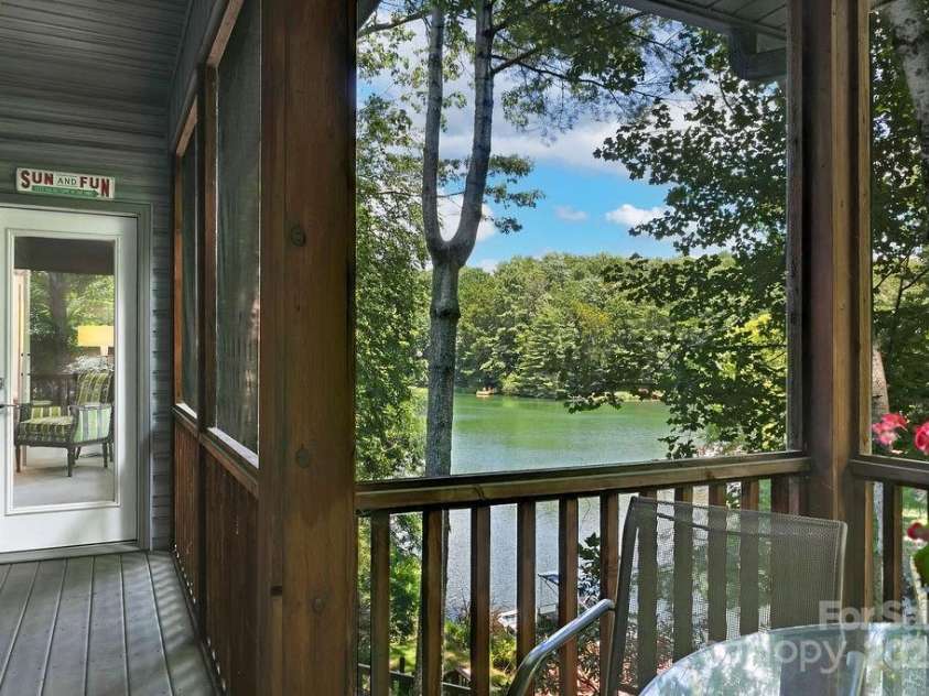66 Ottaray Court, Brevard, NC 28712.  MLS# CAR4280807, YatesRealty ID 28466. Dine al fresco with lake views on the main floor porch