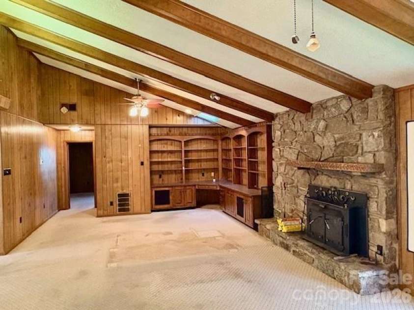 30 Brier Lane, Maggie Valley, NC 28751.  MLS# CAR4320298, YatesRealty ID 2847. Greatroom; built-in's/desk at left corner