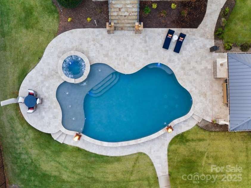 6216 North Road, York, SC 29745.  MLS# CAR4270896, YatesRealty ID 28499. Aerial view of pool