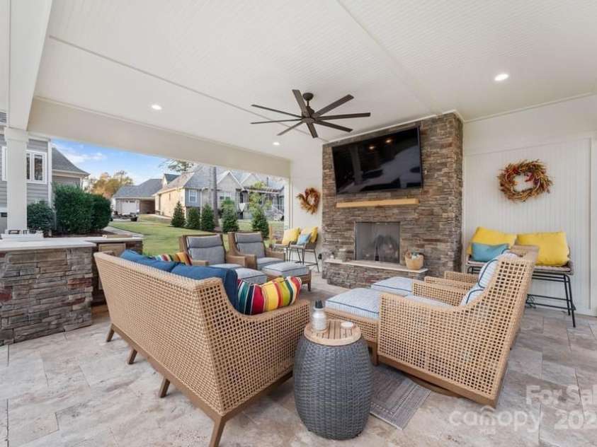 6216 North Road, York, SC 29745.  MLS# CAR4270896, YatesRealty ID 28499. Gas fireplace and wall mounted television for the big game