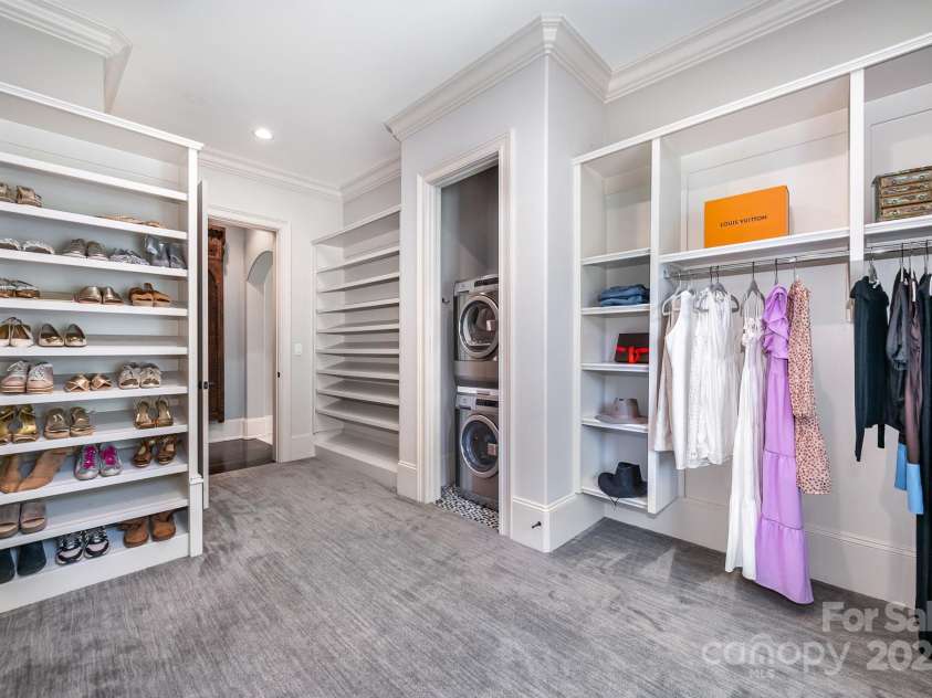 15603 June Washam Road, Davidson, NC 28036.  MLS# CAR4273381, YatesRealty ID 28502. Primary Closet with stacked W/D