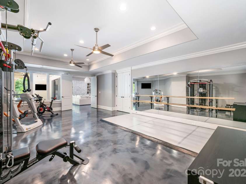 15603 June Washam Road, Davidson, NC 28036.  MLS# CAR4273381, YatesRealty ID 28502. Recreation Room.  Floating spring floor.  Exercise equipment negotiable.  