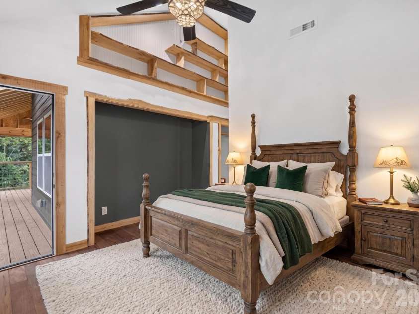 143 Eagles Avenue, Lake Lure, NC 28746.  MLS# CAR4381397, YatesRealty ID 28511. Virtually Staged Bedroom