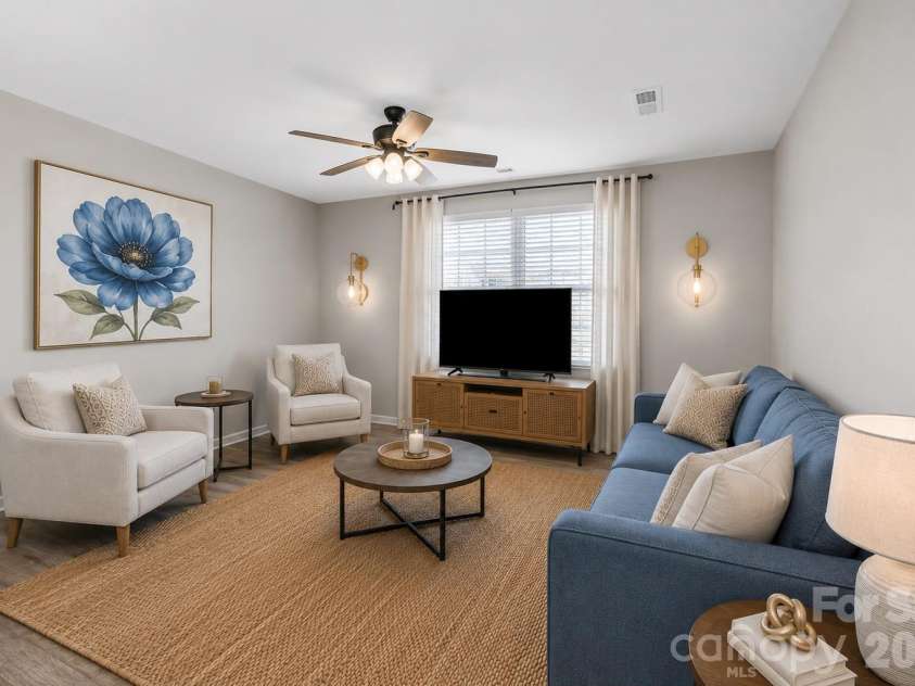 813 Yorkshire Drive, Albemarle, NC 28001.  MLS# CAR4390673, YatesRealty ID 28525. Living Room- virtually staged