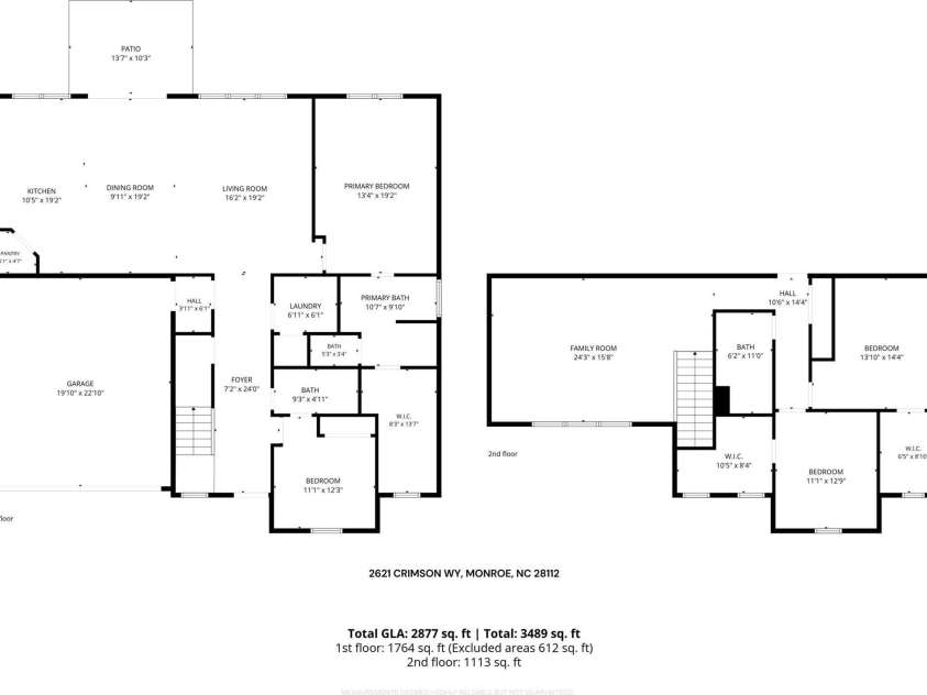 2621 Crimson Way, Monroe, NC 28112.  MLS# CAR4419695, YatesRealty ID 28547. 