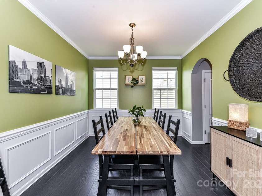 11730 Maher Lane, Huntersville, NC 28078.  MLS# CAR4281709, YatesRealty ID 28558. Formal Dining Room features crown molding & wainsoting with charming archway entry!
