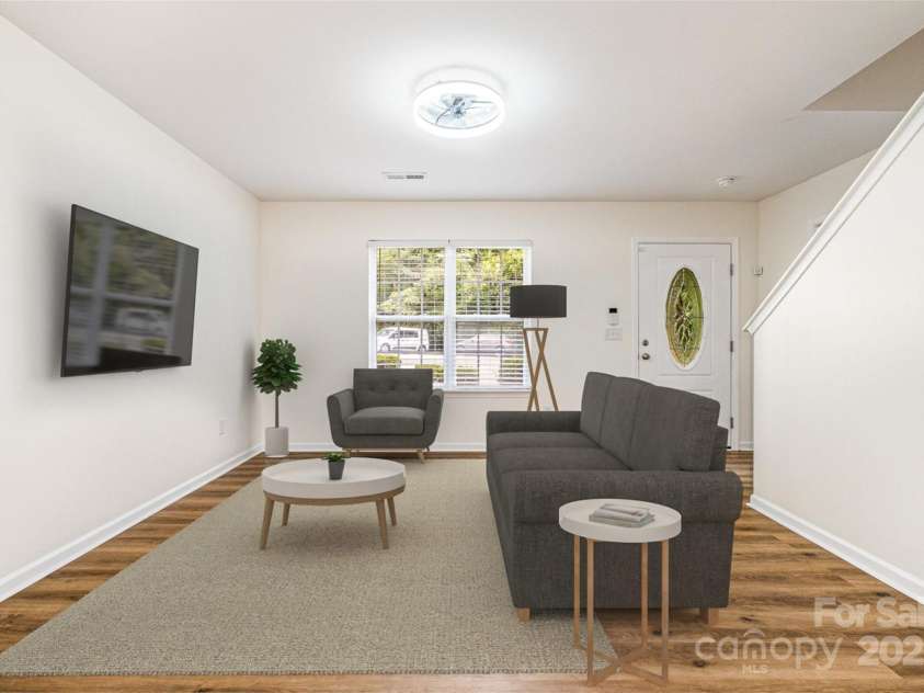 248 Pangle Drive, Charlotte, NC 28217.  MLS# CAR4281610, YatesRealty ID 28559. Living room virtually staged
