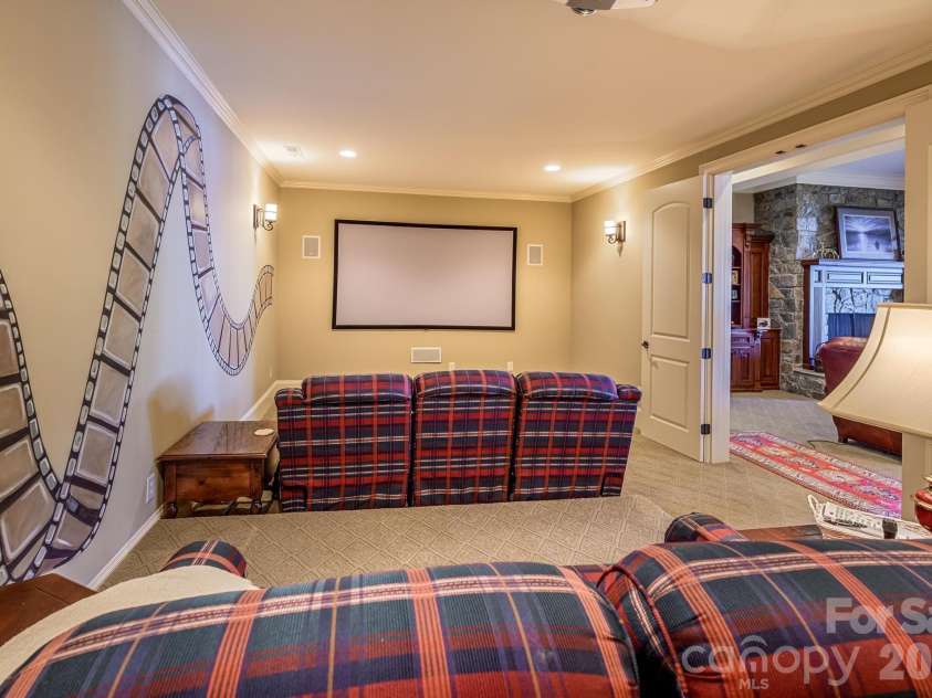 4246 Sigmon Cove Lane, Terrell, NC 28682.  MLS# CAR4338101, YatesRealty ID 2858. Lower Level Theatre Room