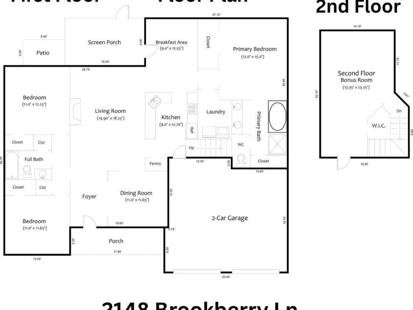 2148 Brookberry Lane, Gastonia, NC 28056.  MLS# CAR4359982, YatesRealty ID 28617. Floor Plan