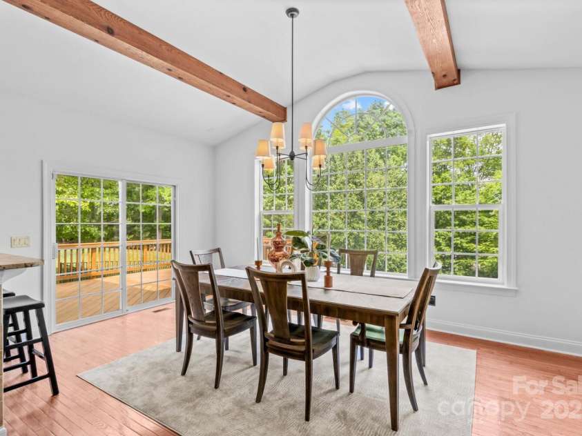 110 Preserve Way, Mooresville, NC 28117.  MLS# CAR4250582, YatesRealty ID 28619. Breakfast area off kitchen is highlighted with gorgeous wood beams.