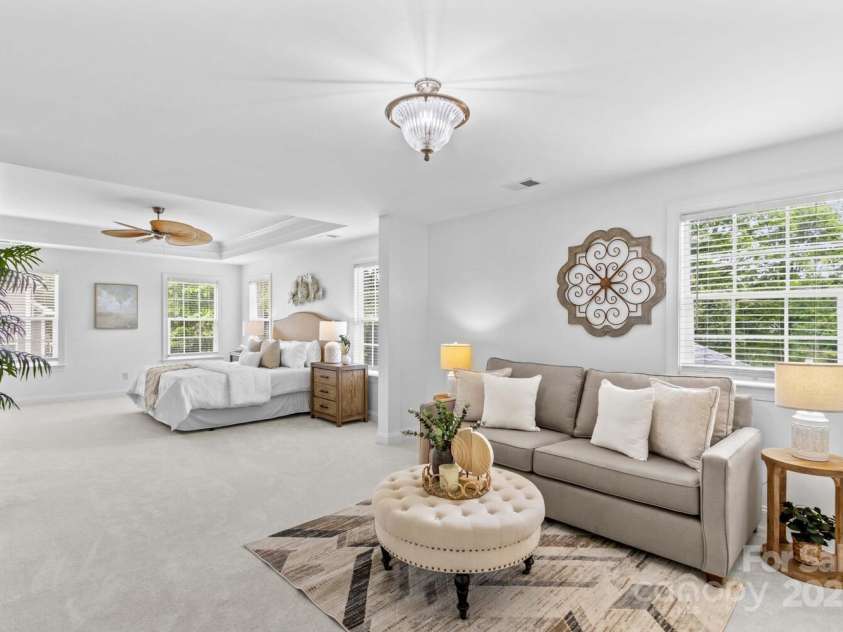 110 Preserve Way, Mooresville, NC 28117.  MLS# CAR4250582, YatesRealty ID 28619. Huge primary bedroom has a separate sitting area.