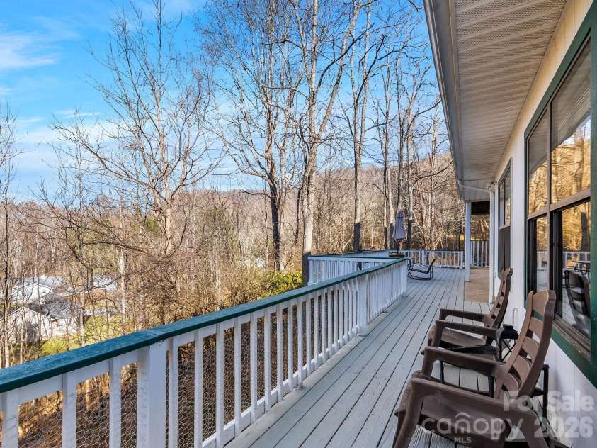 53 Hackberry Lane, Waynesville, NC 28785.  MLS# CAR4284011, YatesRealty ID 2863. Lower Deck Winter Views