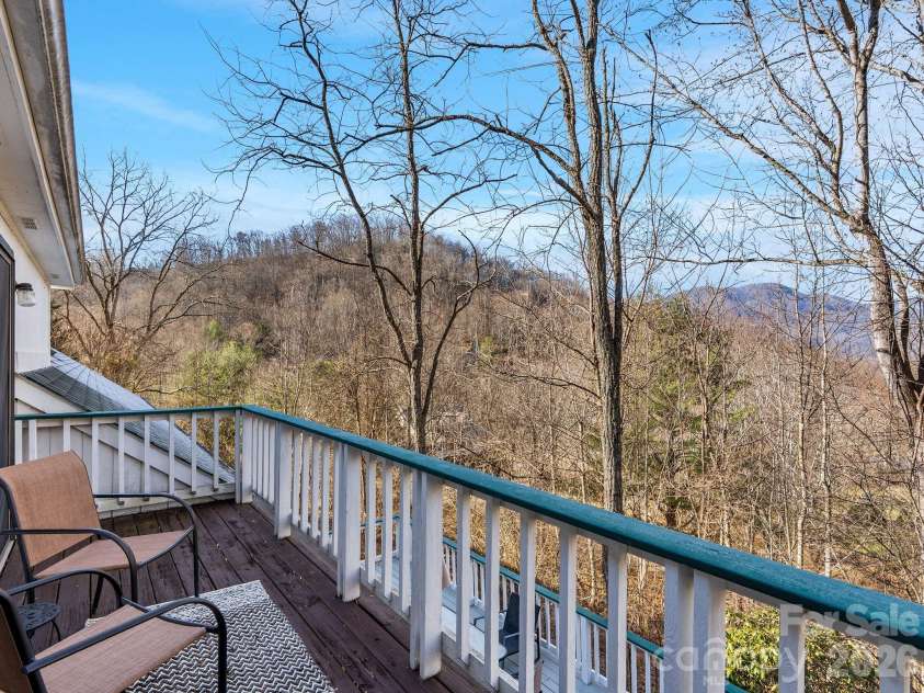 53 Hackberry Lane, Waynesville, NC 28785.  MLS# CAR4284011, YatesRealty ID 2863. Upper Balcony Winter Views