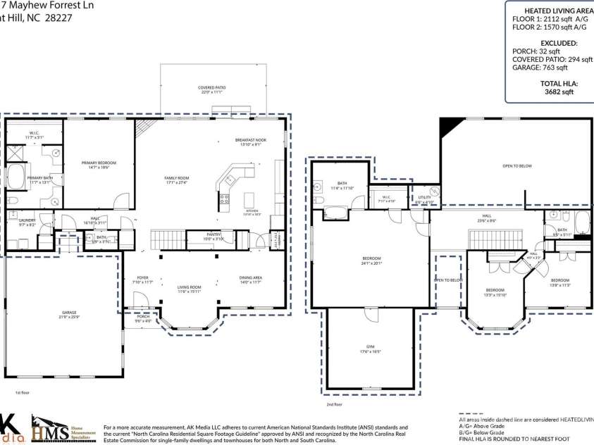 3417 Mayhew Forrest Lane, Mint Hill, NC 28227.  MLS# CAR4369945, YatesRealty ID 28636. Floor Plan