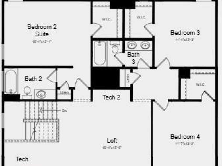 18214 Torchbearer Lane, Charlotte, NC 28278.  MLS# CAR4381444, YatesRealty ID 28660. Second Floor Plan - Additional Highlights Include: fireplace, study, tray ceiling at great room and primary suite, blinds, gourmet kitchen, tankless gas water heater and Revwood flooring