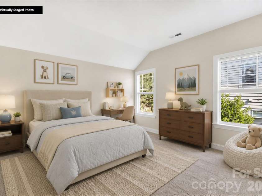 20236 Colony Point Lane, Cornelius, NC 28031.  MLS# CAR4378155, YatesRealty ID 28667. Virtually Staged Bedroom upstairs