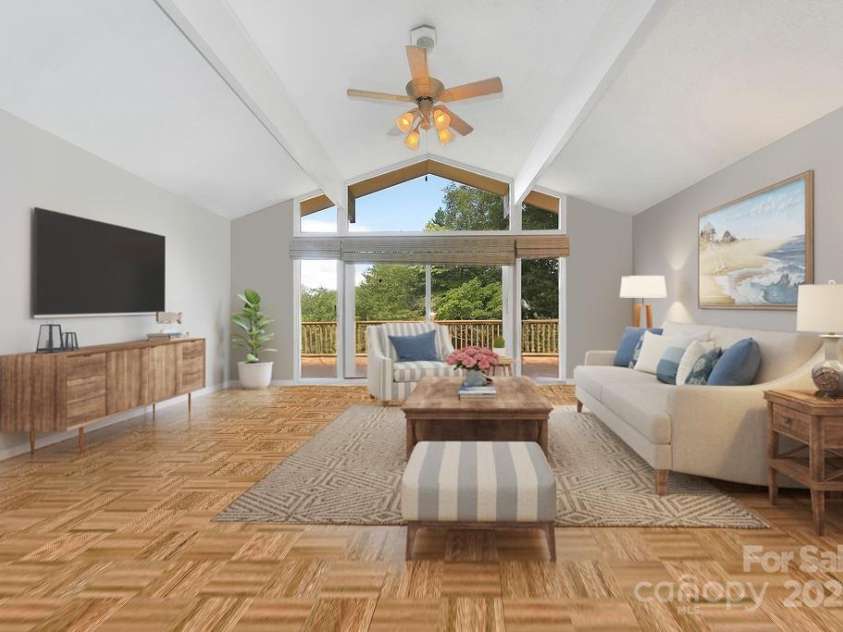 1315 Glen Cannon Drive, Pisgah Forest, NC 28768.  MLS# CAR4282131, YatesRealty ID 28696. Great Room/Stagged Photo