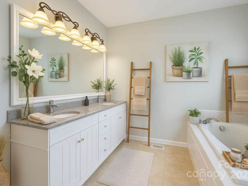 168 Harwell Road, Mooresville, NC 28117.  MLS# CAR4282323, YatesRealty ID 28807. Primary Bathroom  Ensuite virtually staged
