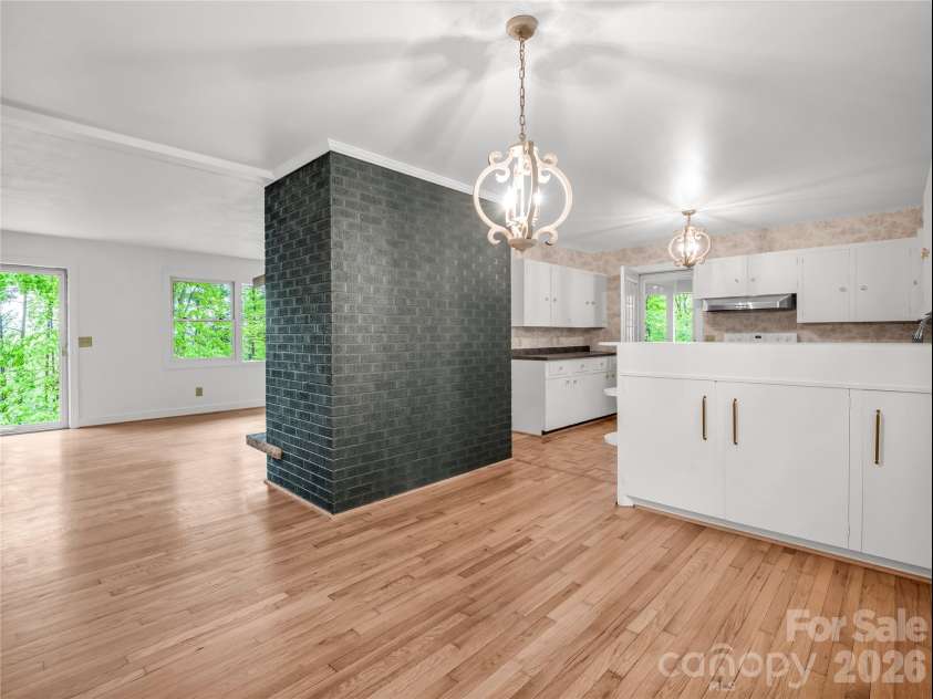 200 Little Wings Mountain Road, Columbus, NC 28722.  MLS# CAR4289310, YatesRealty ID 2881. Dining area opens to Living room too