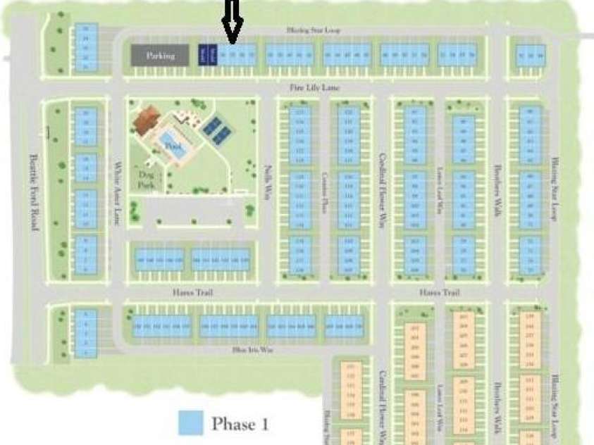 6543 Fire Lily Lane, Charlotte, NC 28216.  MLS# CAR4351859, YatesRealty ID 28876. Community Map Showing Where Homesite 35 is Located