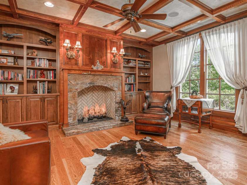 176 Valley Springs Road, Asheville, NC 28803.  MLS# CAR4277754, YatesRealty ID 2890. Dramatic Ceiling Beams in Library