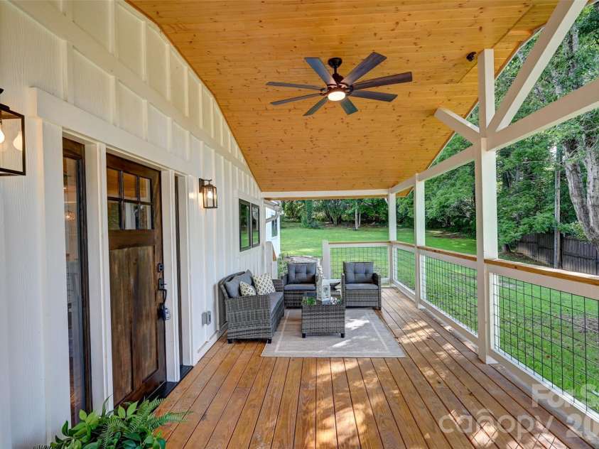 142 Gillespie Circle, Brevard, NC 28712.  MLS# CAR4273083, YatesRealty ID 2891. Spacious Front Porch with Tongue and Groove Ceiling