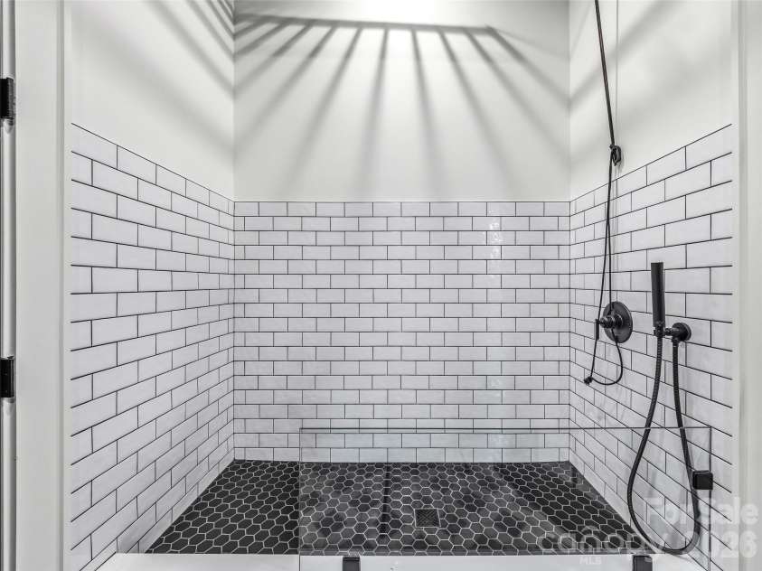 241 Tower Circle, Laurel Park, NC 28739.  MLS# CAR4346762, YatesRealty ID 2892. Spa-inspired tiled dog bath with handheld shower and modern finishes