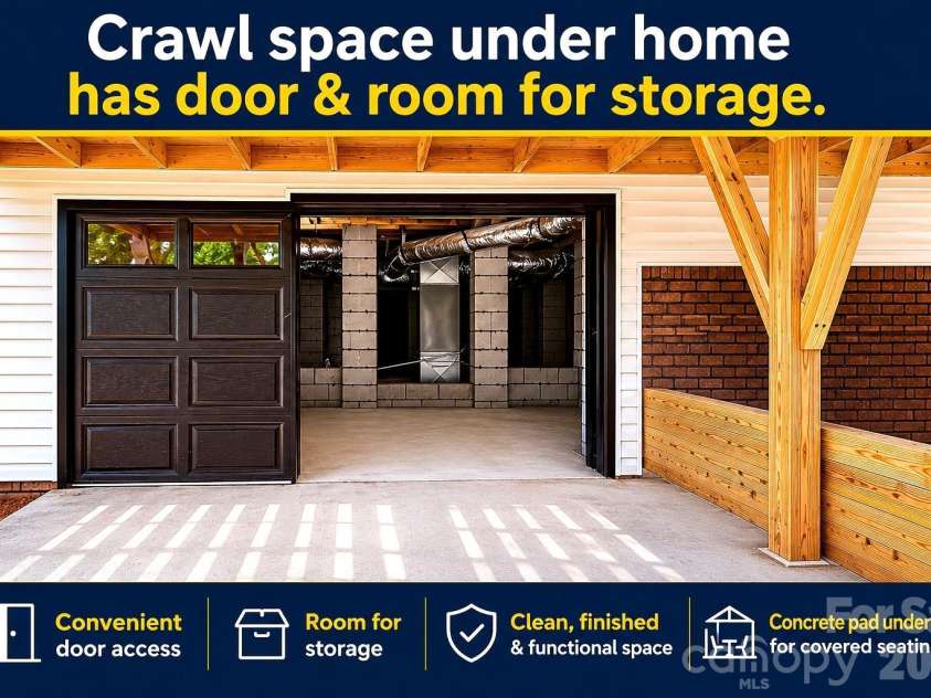 55 Elizabeth Street, China Grove, NC 28023.  MLS# CAR4379418, YatesRealty ID 28938. Crawlspace Storage feature & concrete pad under Deck.